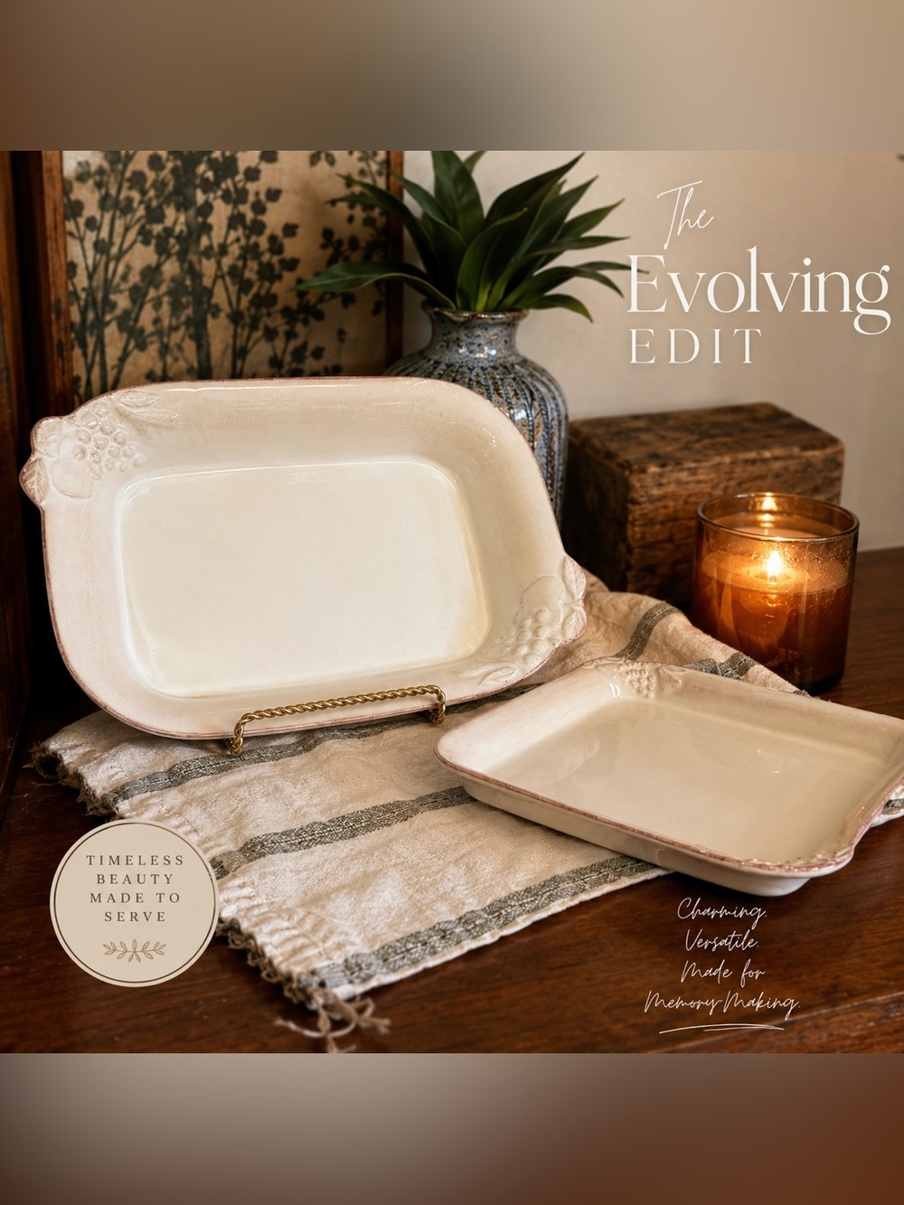 Casafina Casa Stone Madeira Harvest Baking Dish Set Portugal Hand Painted Rustic